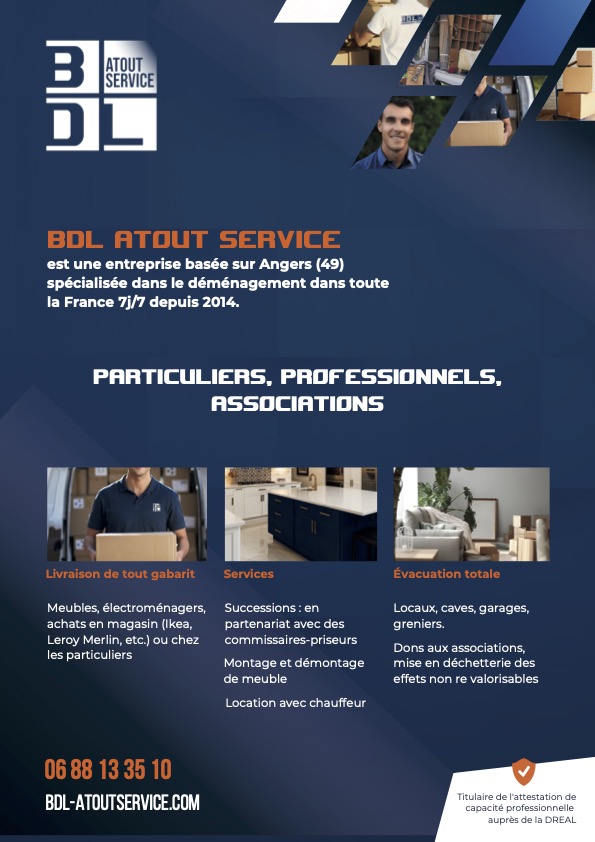 Demenagement Angers pour particulier - Demenagement professionnels - Services Angers